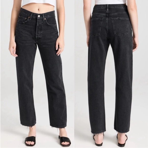 Agolde Denim - AGOLDE Black Straight Leg Jeans